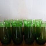 8 verres eau en verre soufflé vintage verts