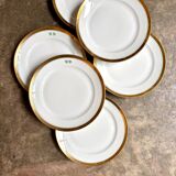 6 dessert plates in gilded Paris porcelain with "VD" monogram