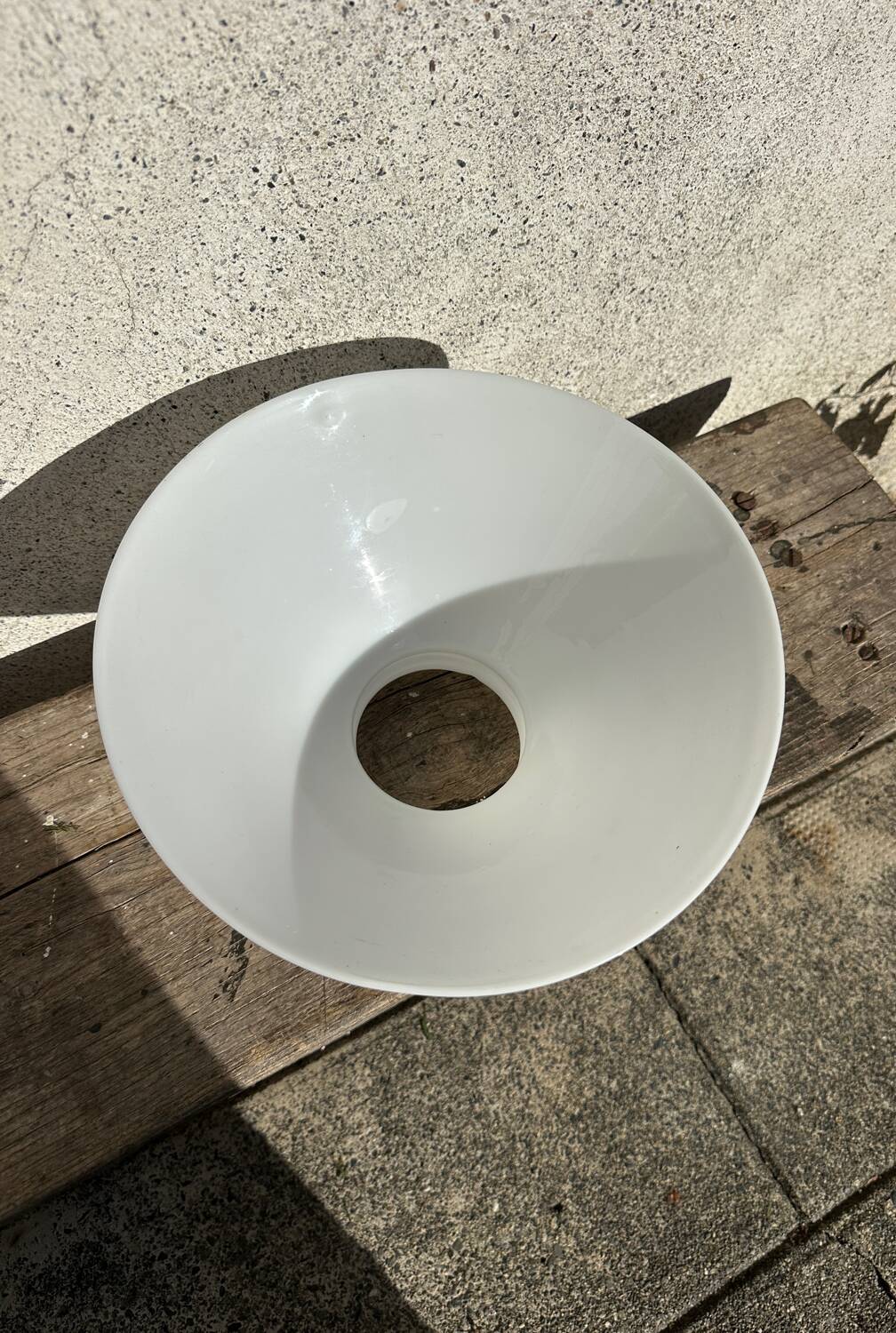 Old white abat-jour in opaline