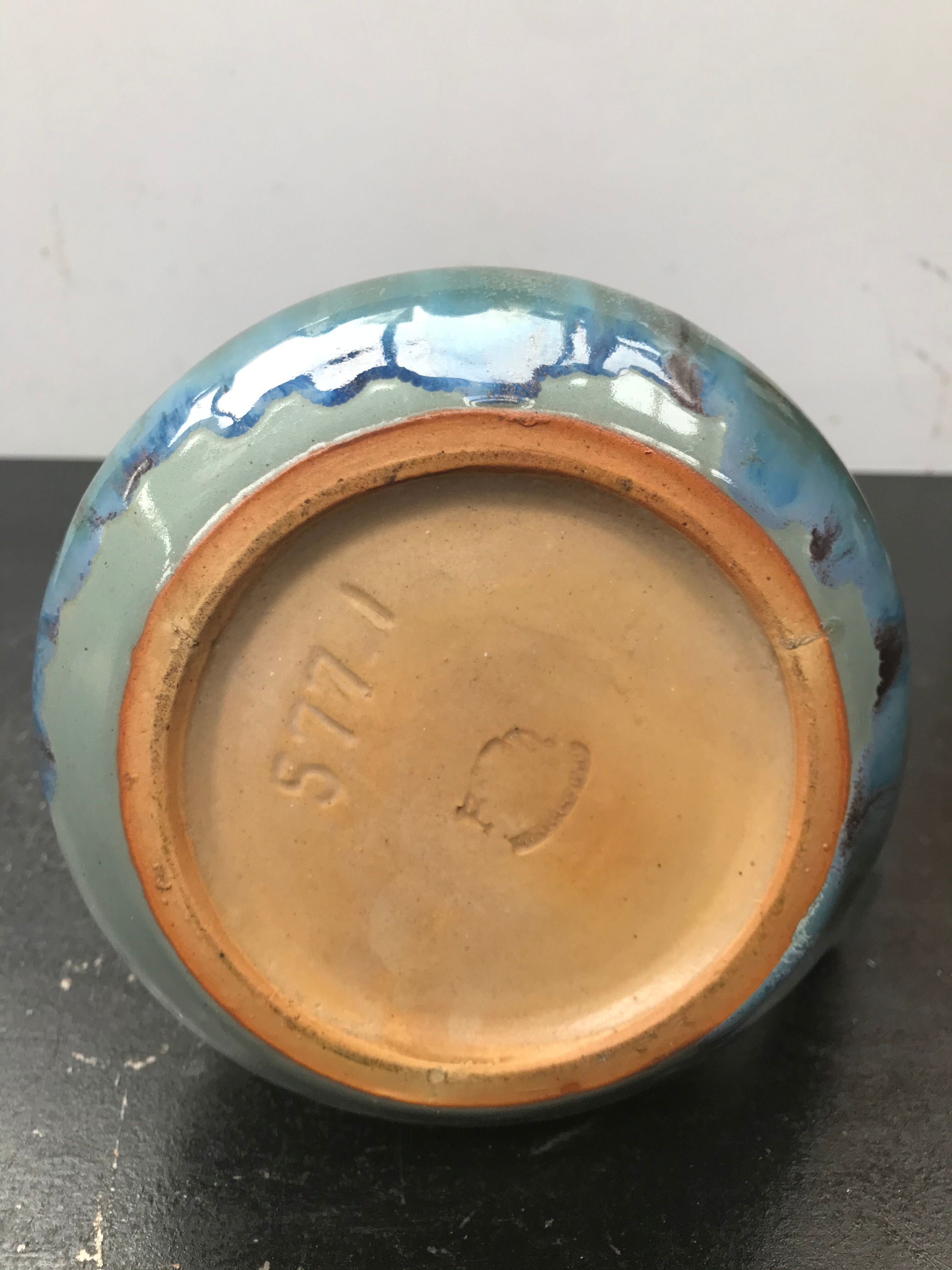 Former pitcher bec ceramics rose - vintage blue