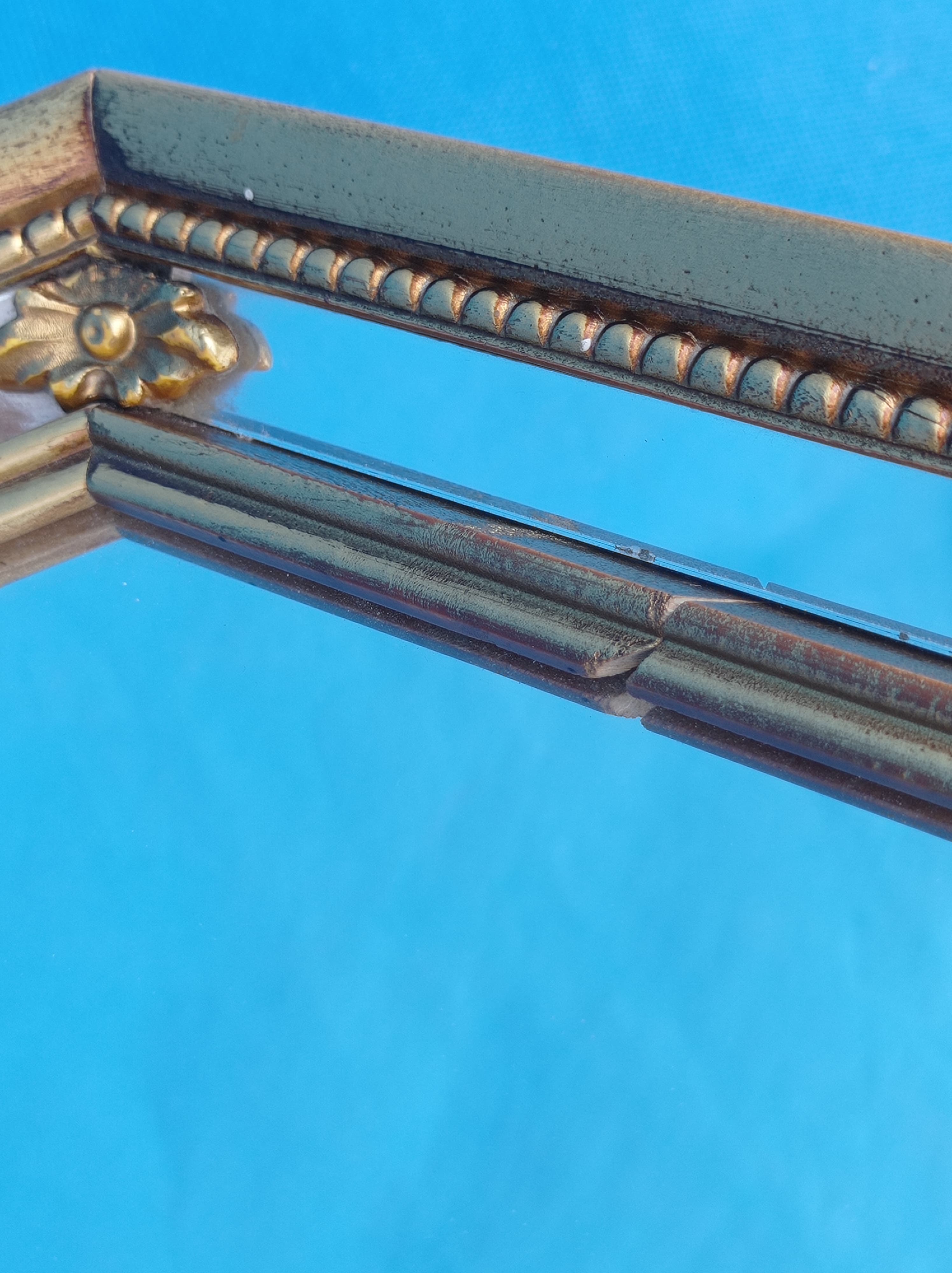 Octagonal wooden mirror from the 1980s