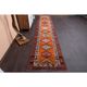Vintage Turkish Oushak Handmade Wool Cotton Orange Runner 87x409