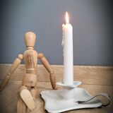 Square white enamel candle holder