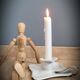 Square white enamel candle holder