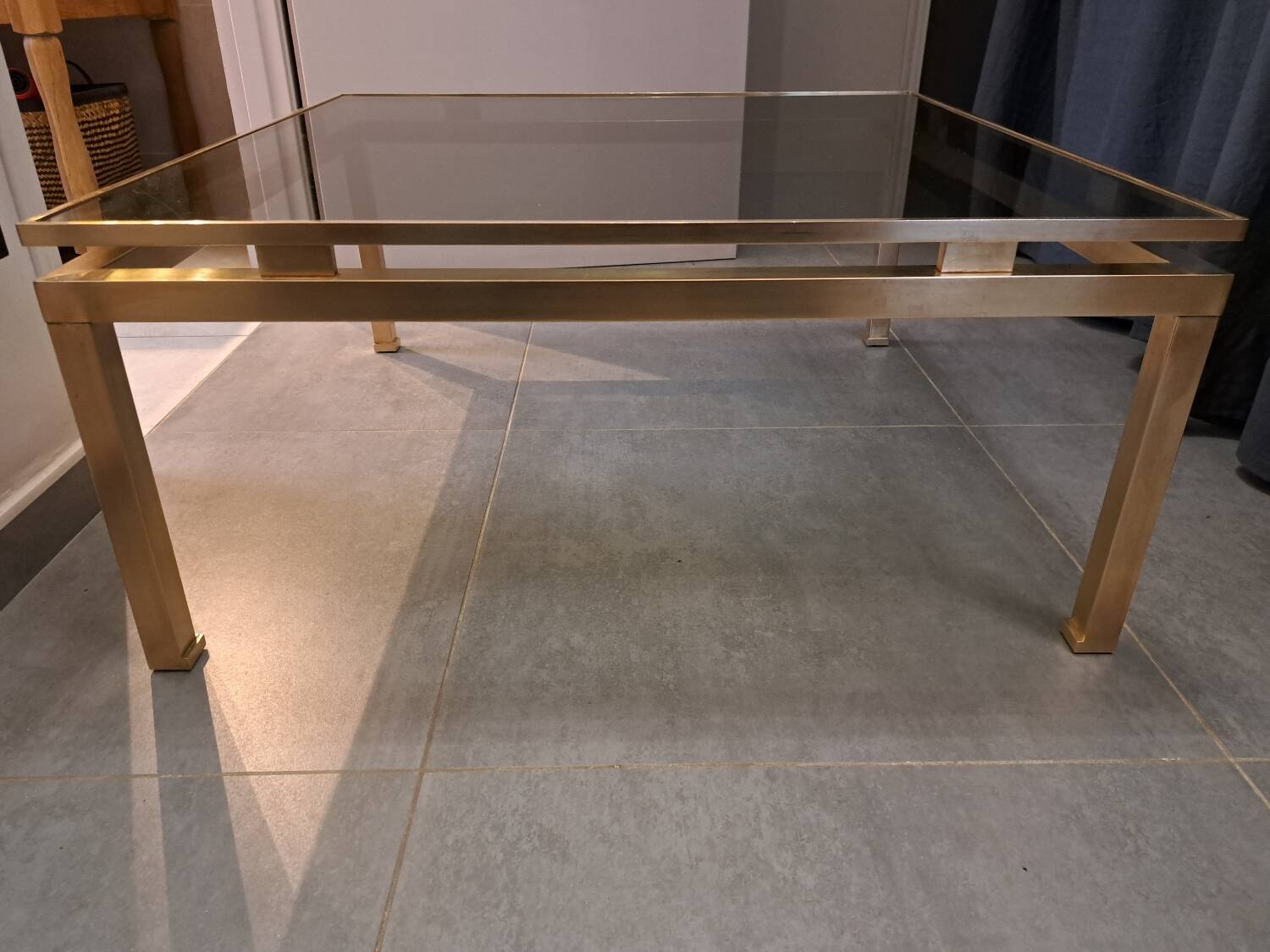 Guy Lefevre brass and glass coffee table