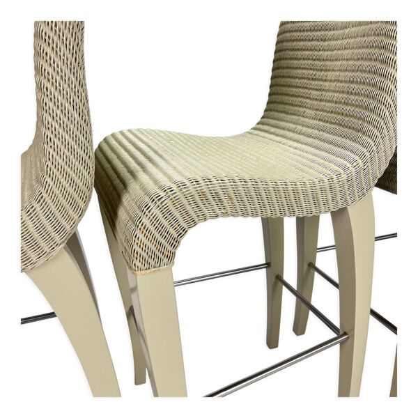 Set de 4 tabourets de bar, Vincent Sheppard, Lloyd Loom, années 2000