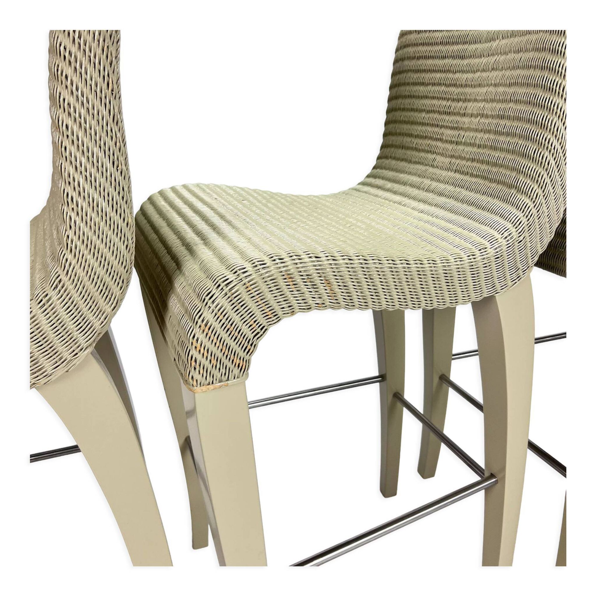 Set de 4 tabourets de bar, Vincent Sheppard, Lloyd Loom, années 2000