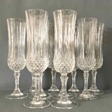 Set of 10 crystalline champagne flutes cut