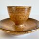 Vintage ceramic and wood egg cups