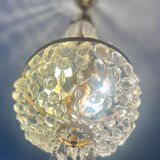 Basket chandelier with crystal and gilded brass pendants, circa 1930.