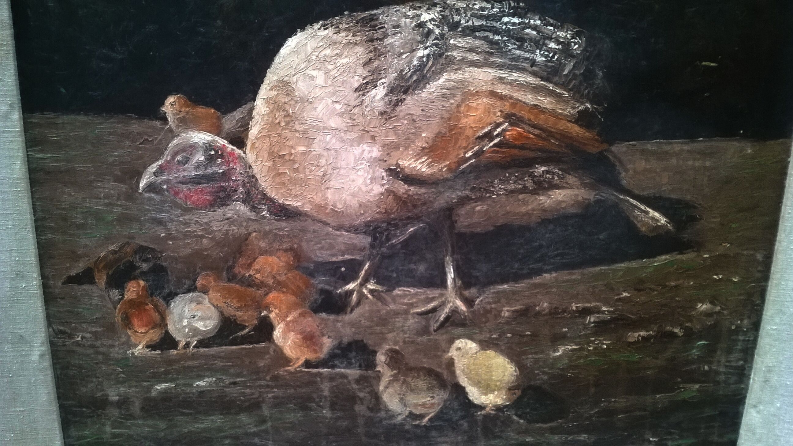 Painting "The guinea fowl and its chicks"