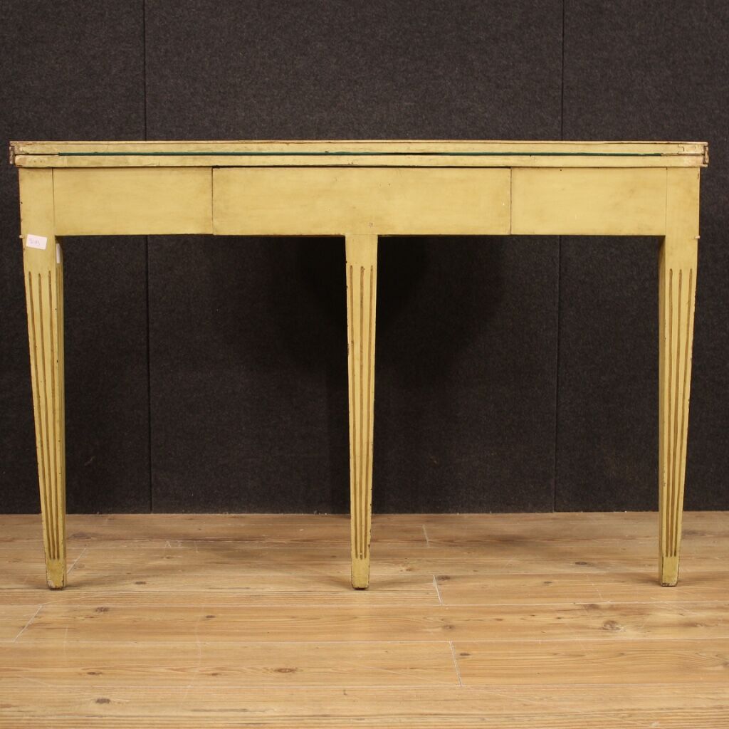 Italian lacquered demilune table in louis xvi style