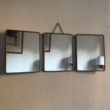 Mirror triptych barber ivory vintage 1960 - 30 x 77 cm