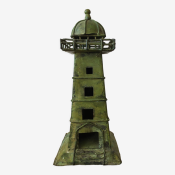 Old patinated metal lighthouse 60s marine