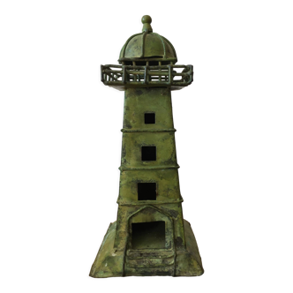Old patinated metal lighthouse 60s marine
