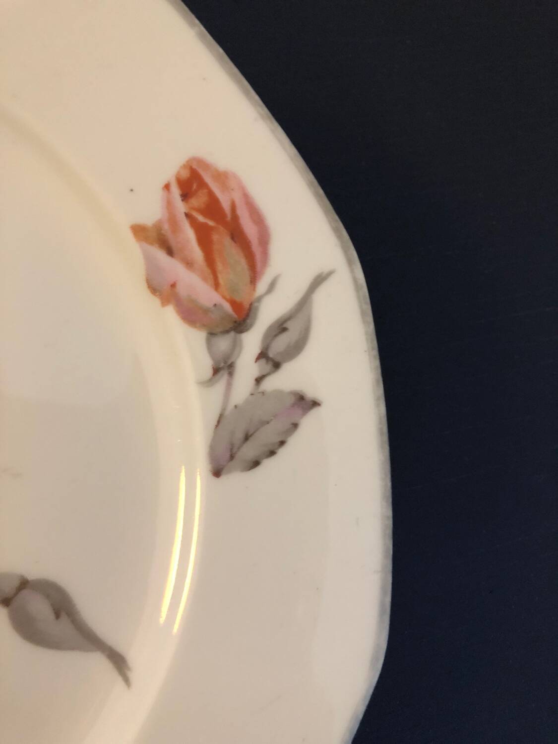 Vintage PL France porcelain dish with rose motifs