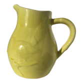 Pichet jaune oiseau faïence Vercor léger relief