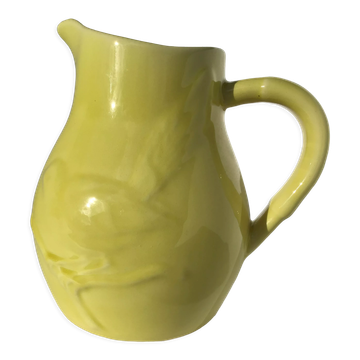 Pichet jaune oiseau faïence Vercor léger relief