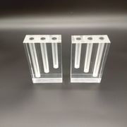 Duo Vase Bloc Résine Lucite Triple Cheminée Plexiglas Design Postmoderne