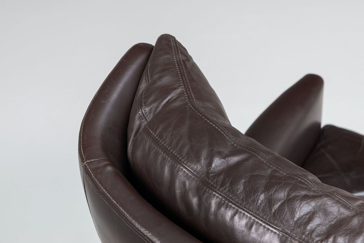 Pair of Durlet lounge chairs brown leather Belgium 1960