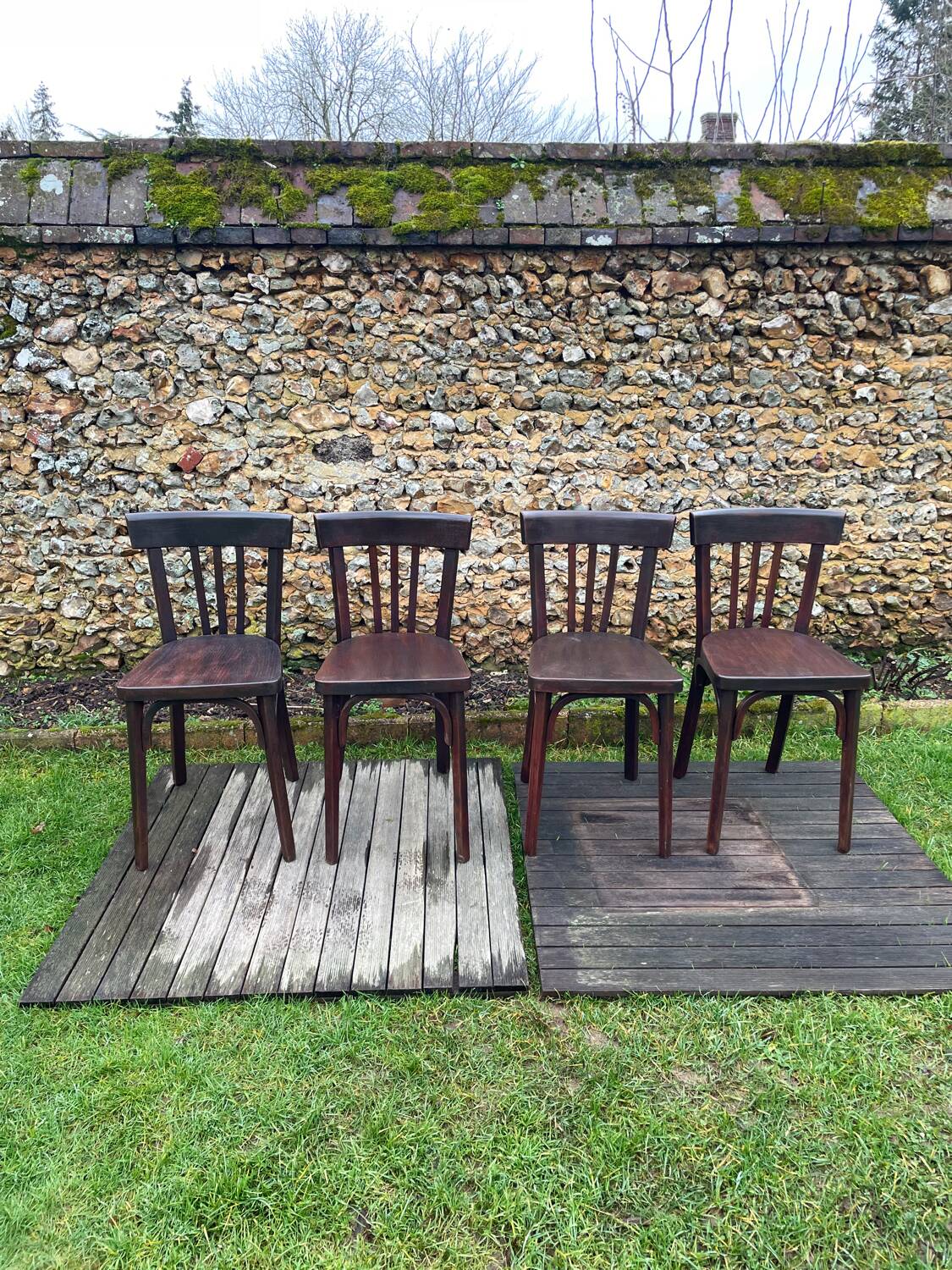 4 vintage Baumann bistro chairs 1960