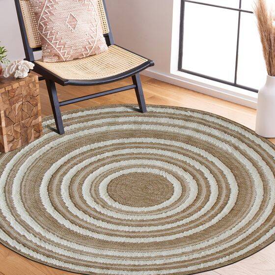 Natural beige jute round rug 70cm