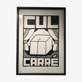 Affiche "Cul Carré" noire et blanche 70x50 cm sérigraphie faite main signée numérotée