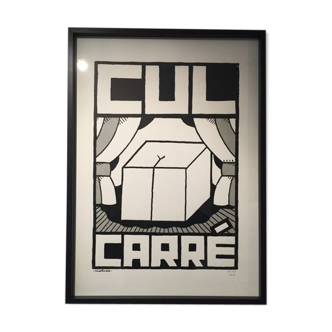Affiche "Cul Carré" noire et blanche 70x50 cm sérigraphie faite main signée numérotée