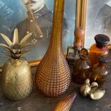 Vintage amber textured glass decanter