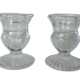 Duo of old glass candlesticks