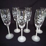 AVON crystal champagne flutes, engraved