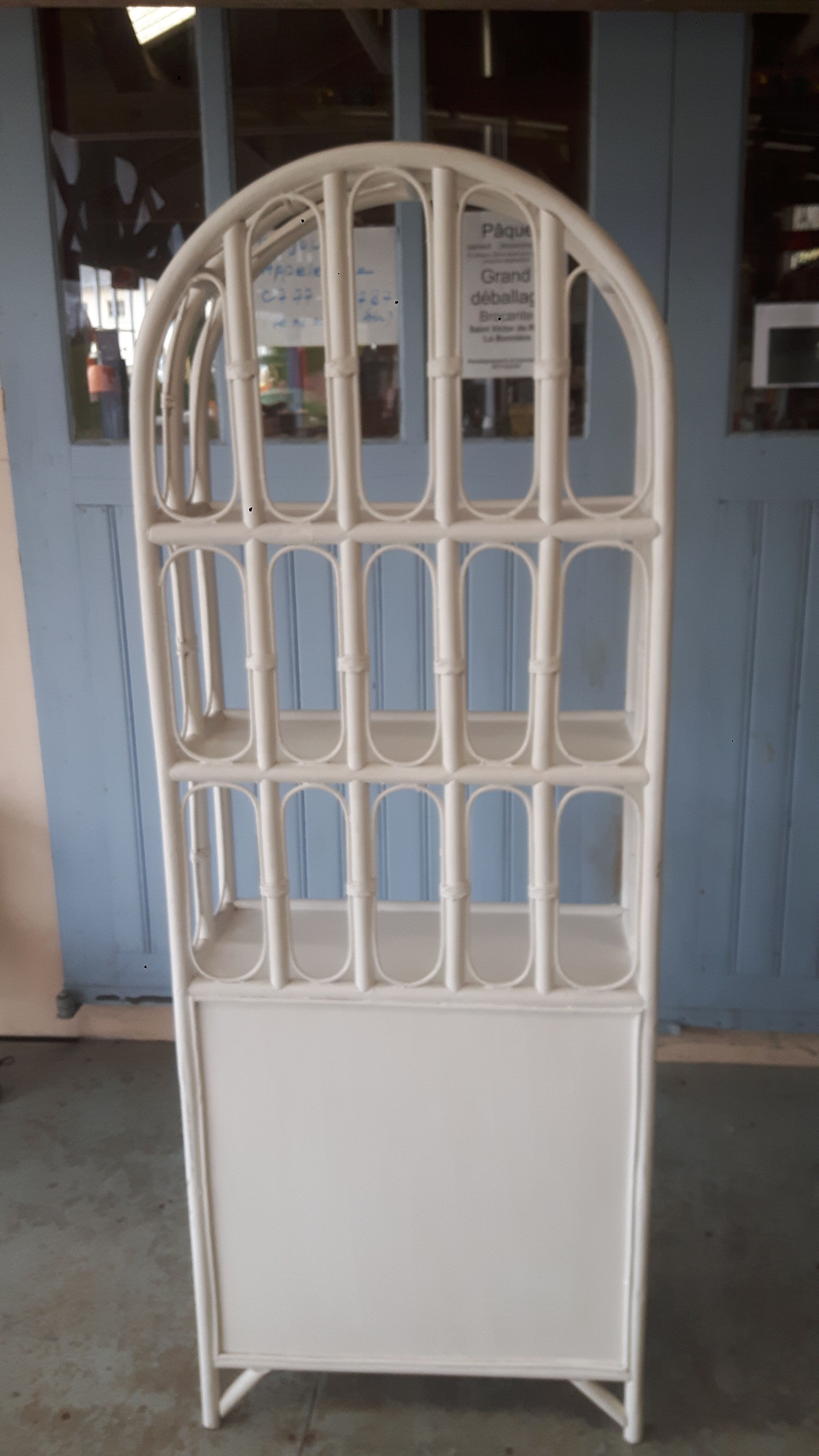 White rattan library.