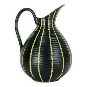 Pichet vase du milieu du siècle des années 1950, modèle no. 106-30 décor rayures jaunes