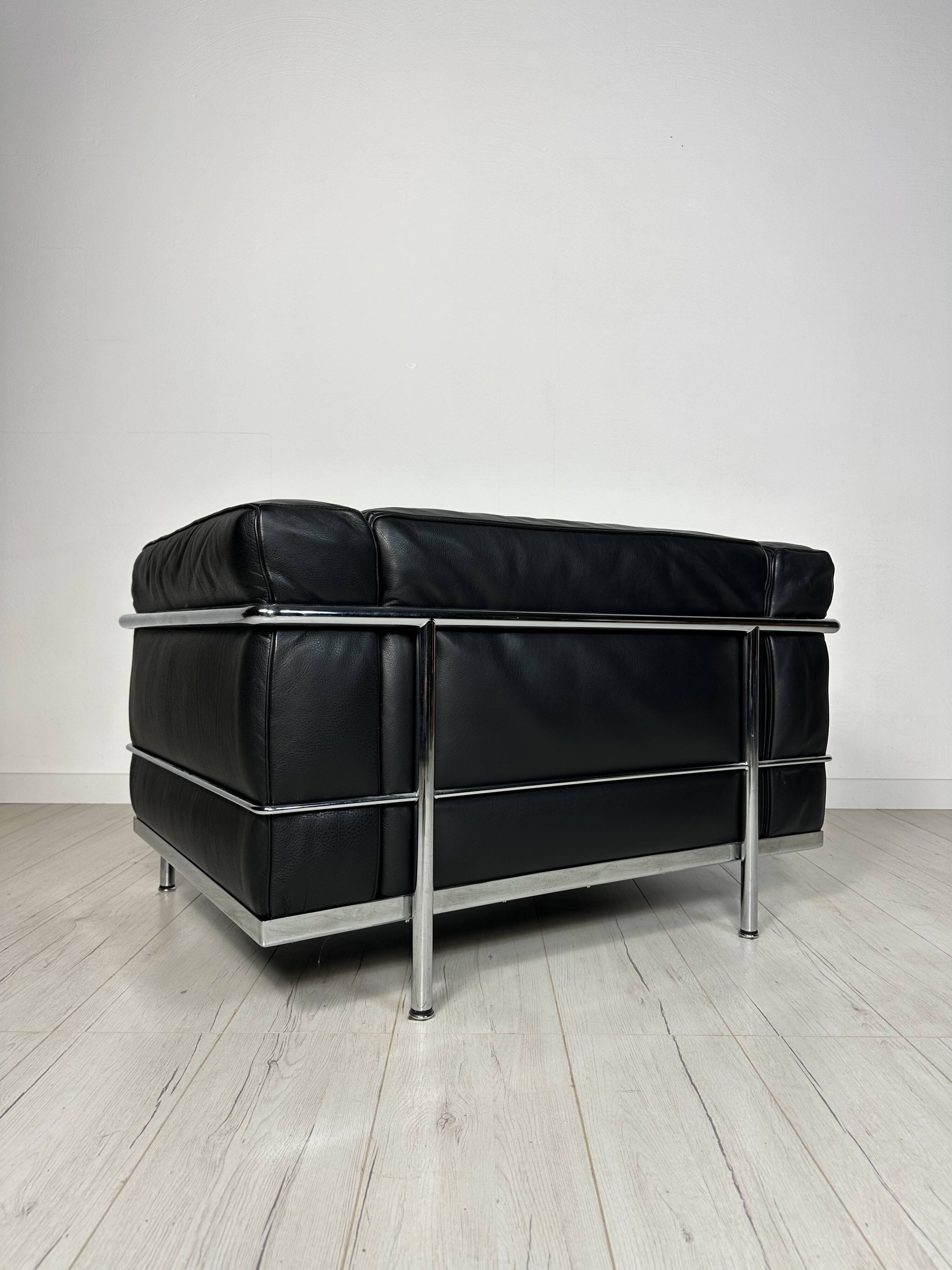 Fauteuil vintage en cuir lc3 par le corbusier & charlotte perriand - cassina