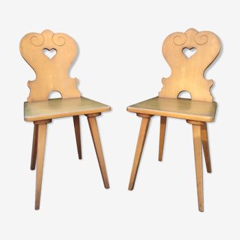 Pair of 70's light wood mountain chairs