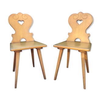 Pair of 70's light wood mountain chairs