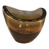 Glass vase in multiple layers of glass, in translucent, amber, yellow colours and shades.