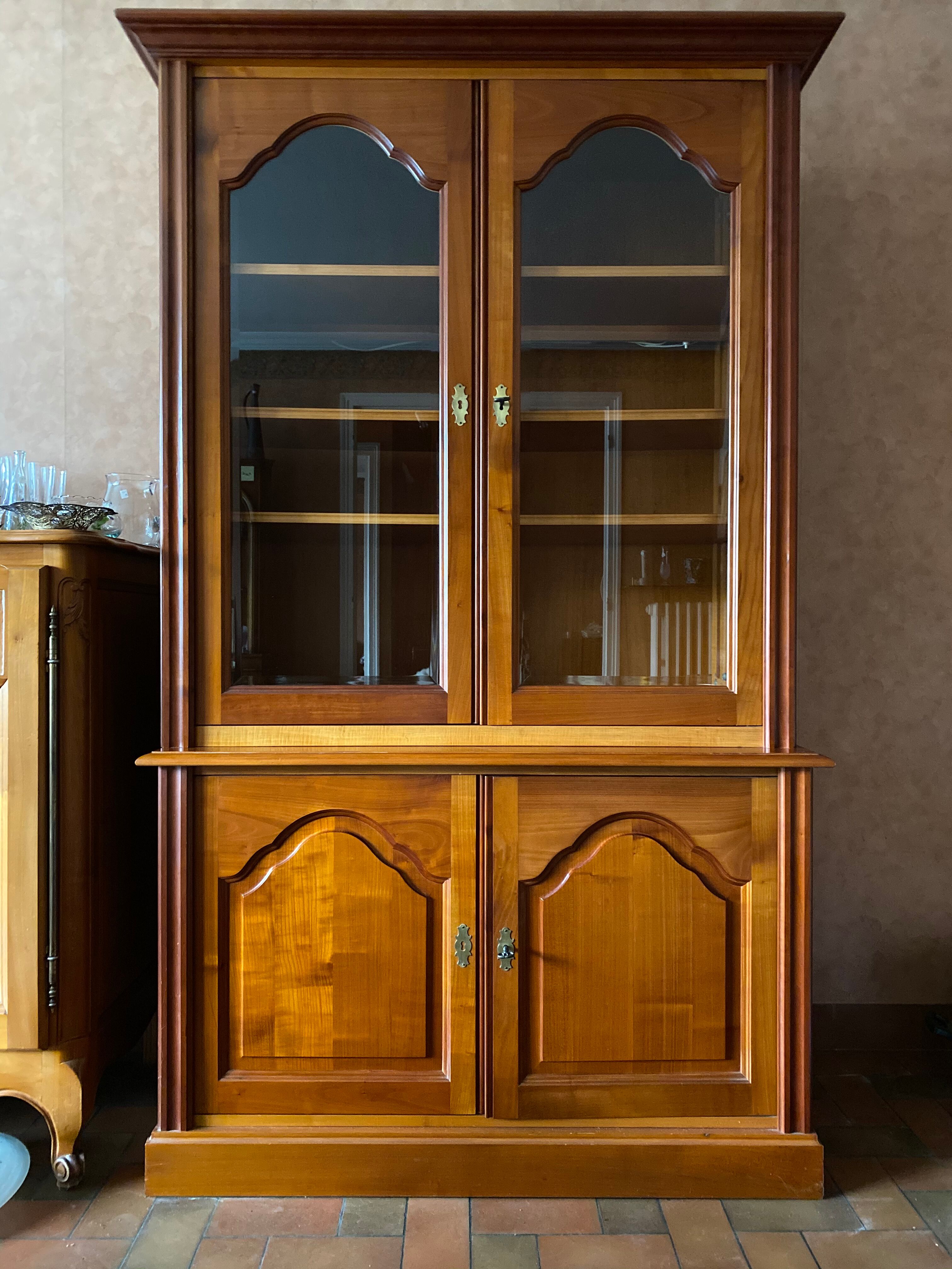 Louis XVI-style cherry glass library