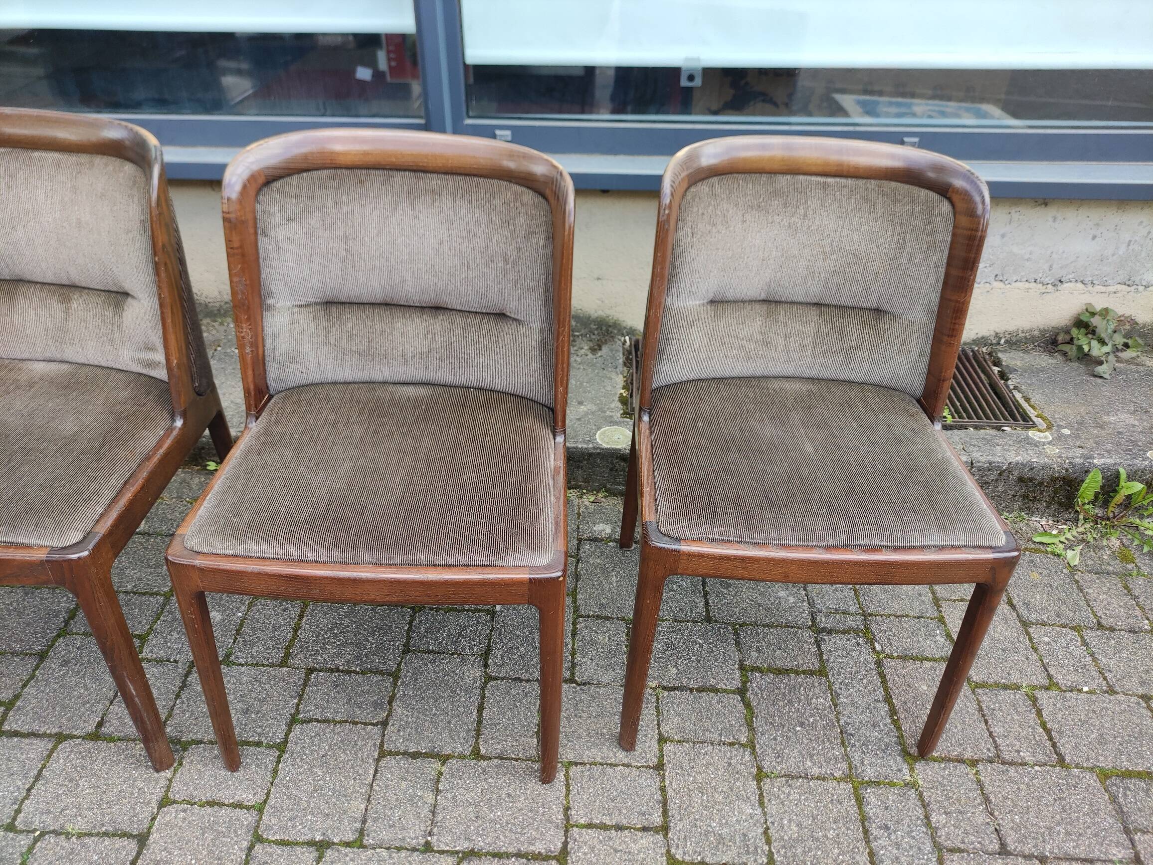 Set of 4 Dining Room Chairs - Dark Wood - Fabric - Scandinavian