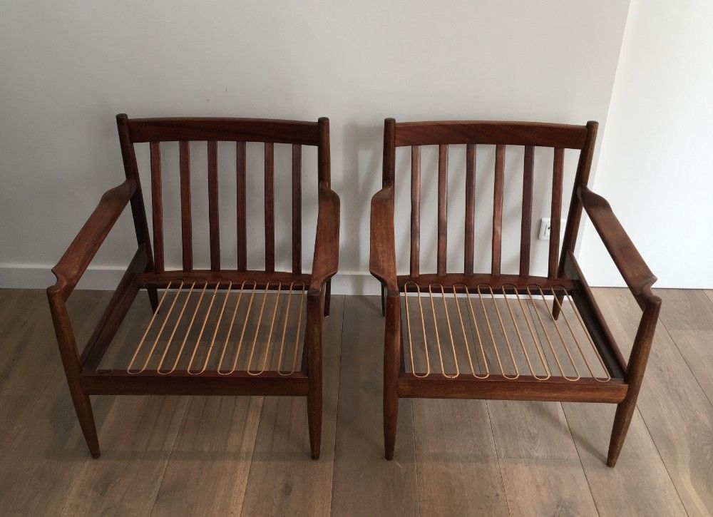 Pair of wooden armchairs