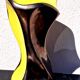 Bicolour yellow and black vase, vintage seventies design, Ceramidi