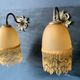 Pair of vintage wall lamps, glass paste and fringes, art deco, XXth