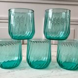 Set of 5 water green water glasses 50s