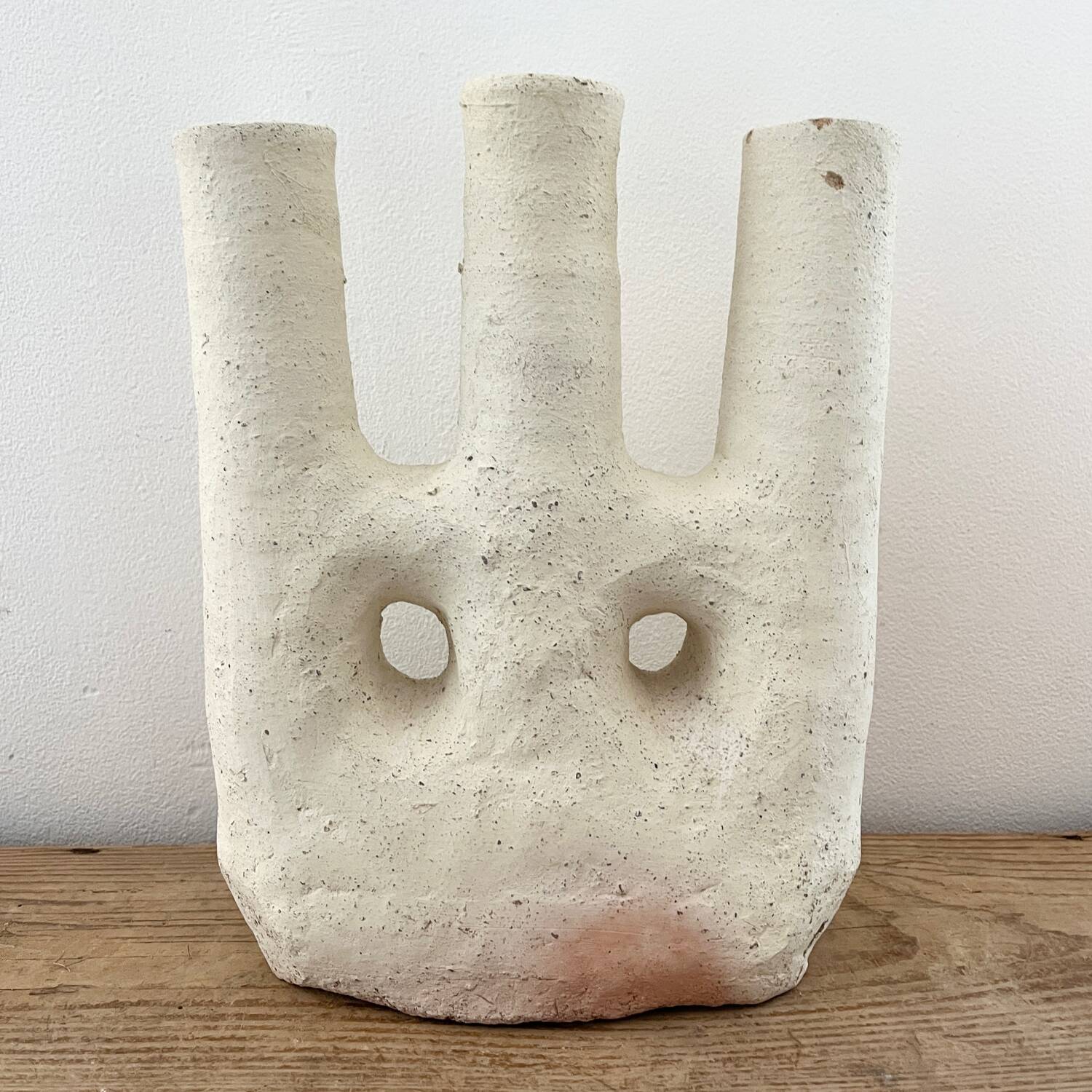 White terracotta candle holder