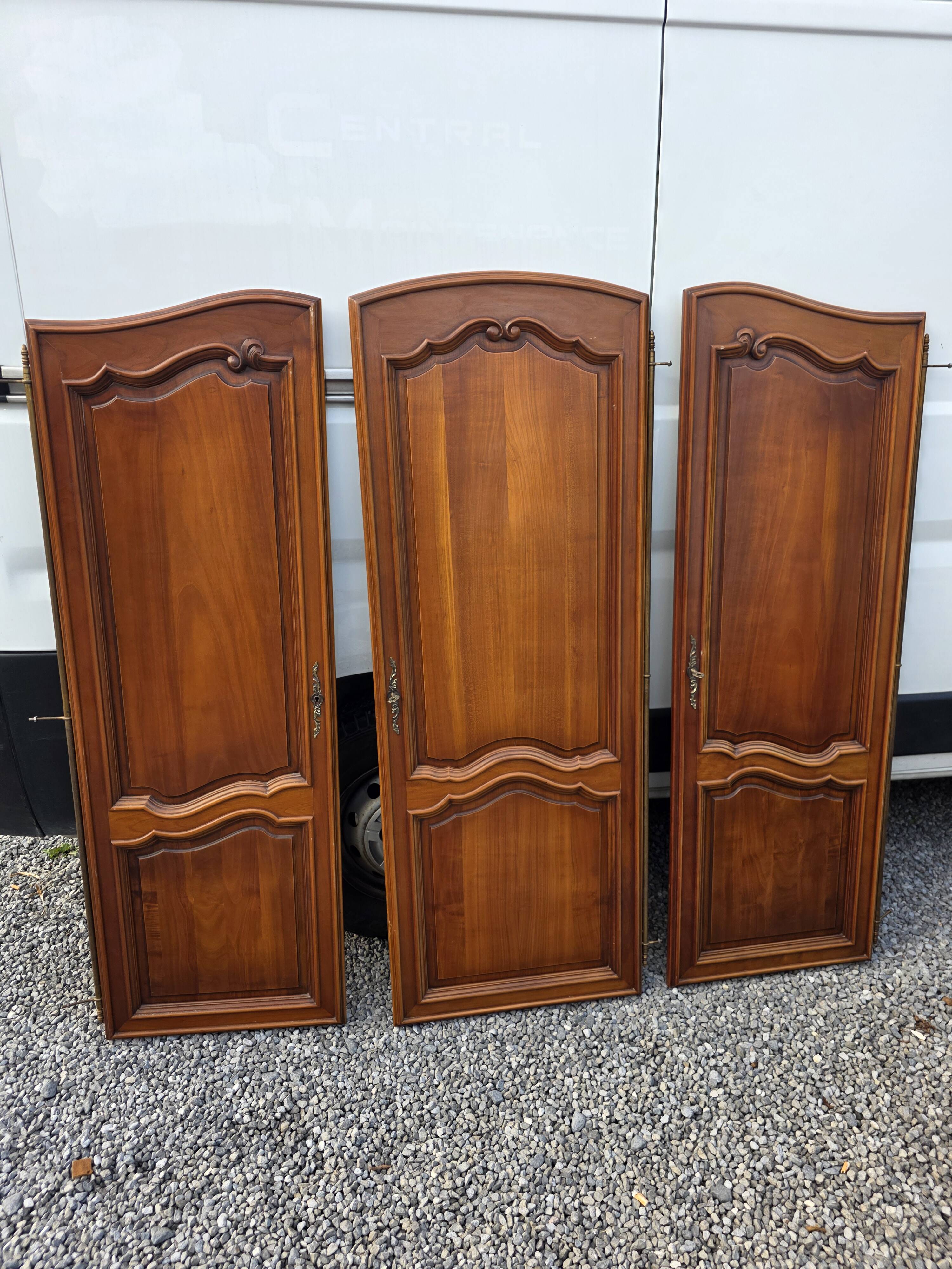 3 Louis XV style wardrobe doors in solid cherry wood