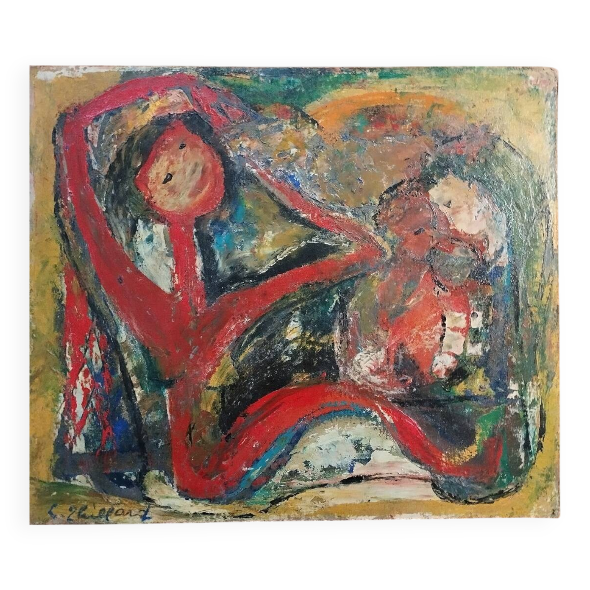 Oil painting on cardboard