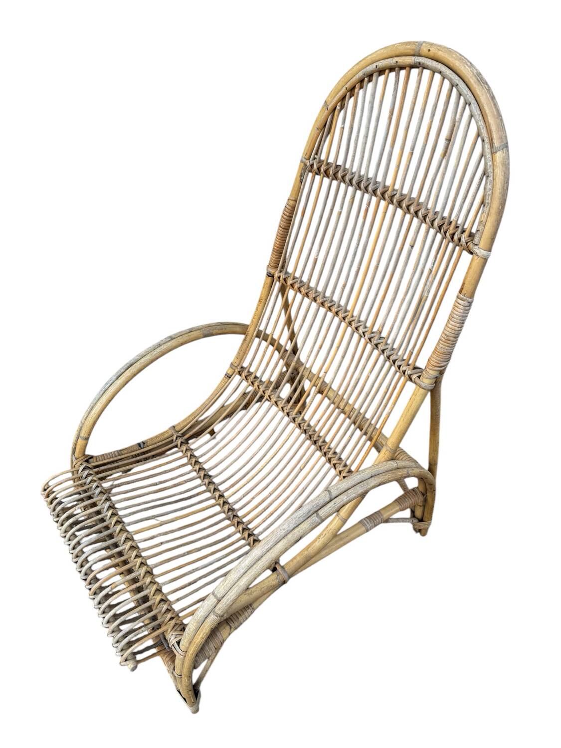 Huge pair of rattan armchairs from the 50s, South of France