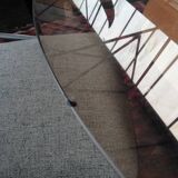 Table ronde vintage en bois et plateau verre, tchèque, 1960, pied central