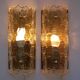 Pair of glass and brass wall lights by Carl Fagerlund for Orrefors, 1960.