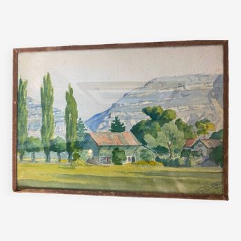 Landscape watercolor signed from 1936